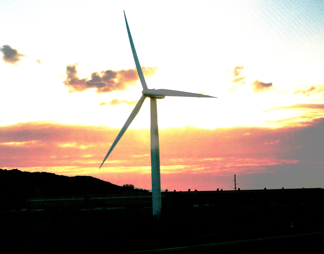 Picture of a windmill in Utah, posterized in Krita.